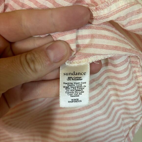 Sundance Julia Top Size‎ S Gingham Shirt Smocked Peplum Blouse Boho Peach Pink - Picture 5 of 9